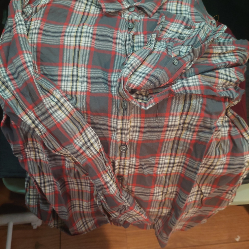 J. Crew Red and Gray Plaid Casual Shirt